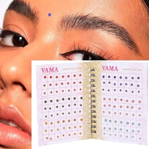 VAMA Multicolour Small Stone Indian Bindis Booklet 252 Pcs | Traditional Face Jewelry for Festivals & Parties thumbnail 7