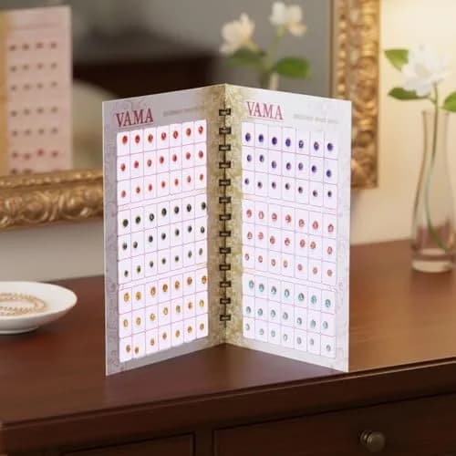 VAMA Multicolour Small Stone Indian Bindis Booklet 252 Pcs | Traditional Face Jewelry for Festivals & Parties thumbnail 8