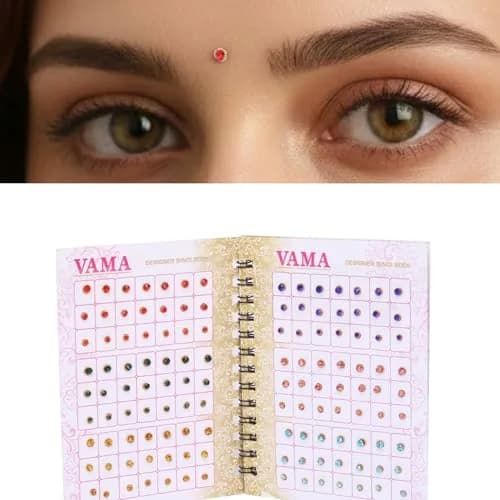 VAMA Multicolour Small Stone Indian Bindis Booklet 252 Pcs | Traditional Face Jewelry for Festivals & Parties thumbnail 9