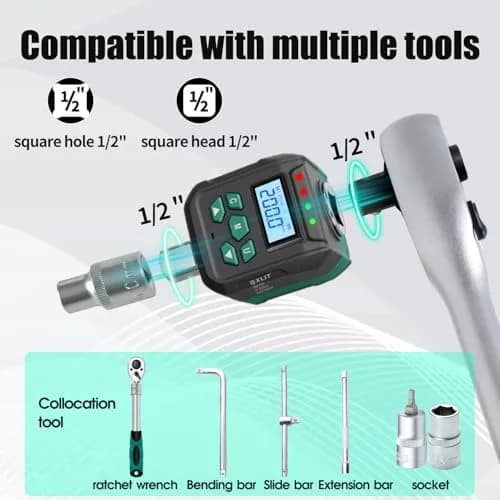 XLIT 1/2" Digital Torque Wrench Adapter 4.4-147.5 ft-lb (6-200 Nm) | High-Accuracy Automotive Tool thumbnail 2