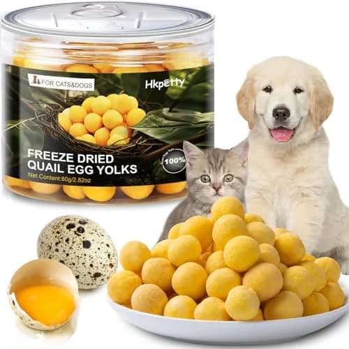 Hkpetty Freeze Dried Cats and Dogs Treats Quail Egg Yolk 1 Count | Natural Wholesome Pet Snack thumbnail 1
