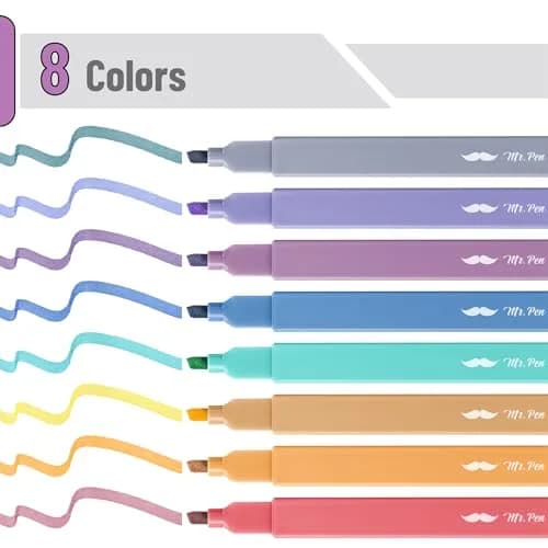Mr. Pen Aesthetic Highlighters No Bleed, 8 Pack, Assorted Pastel Colors | Chisel Tip, Fast Dry, Journaling & School Supplies thumbnail 2