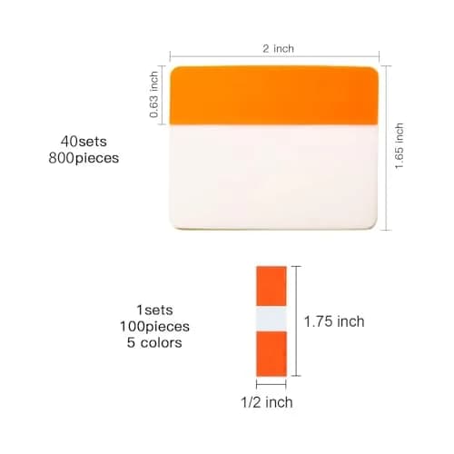 ELII 900 Pcs 2 Inch Sticky Index Tabs & 100 Pcs 0.5 Inch Tabs | Writable, Repositionable, 10 Neon Colors thumbnail 2