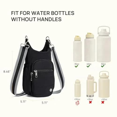 Telena Water Bottle Holder with Strap for Women | 40oz Capacity Waterproof Carrier thumbnail 2
