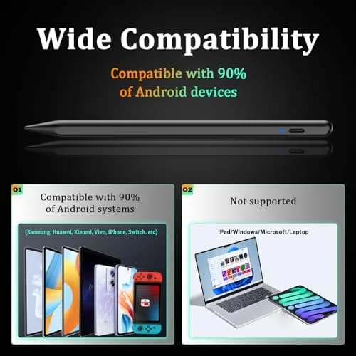 CMARS Stylus Pen for Android/Samsung A11+/A9+ | Universal Android & iPhone Compatibility, 16.5cm, Black thumbnail 2