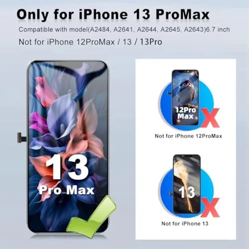 SIMDOG iPhone 13 Pro Max Screen Replacement Kit,6.7" Full HD | Compatible with A2484, A2641, A2644, A2645, A2643 thumbnail 2