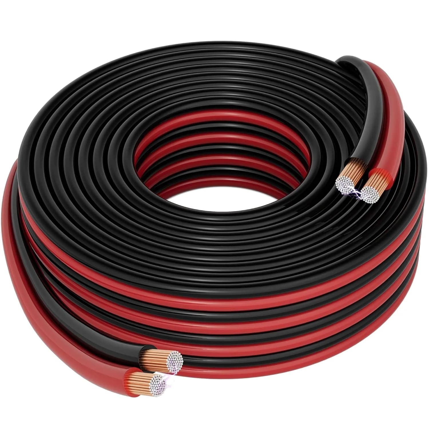 HiFind 12/2 Gauge 15 FT Red Black Hookup Electrical Wire Cable | 12V/24V DC, Flexible Speaker Wire for Car & Home