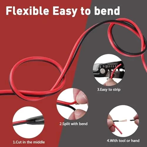 HiFind 12/2 Gauge 15 FT Red Black Hookup Electrical Wire Cable | 12V/24V DC, Flexible Speaker Wire for Car & Home thumbnail 5