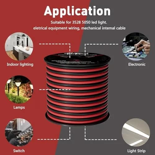 HiFind 12/2 Gauge 15 FT Red Black Hookup Electrical Wire Cable | 12V/24V DC, Flexible Speaker Wire for Car & Home thumbnail 7