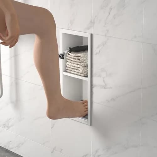 Bernkot Shower Niche, Wall Shower Stool Niche for Bathroom | Rustproof AISI 304 Steel, No Tile Needed (70-120 chars) thumbnail 1