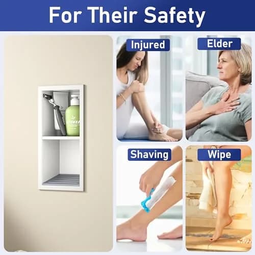 Bernkot Shower Niche, Wall Shower Stool Niche for Bathroom | Rustproof AISI 304 Steel, No Tile Needed (70-120 chars) thumbnail 8