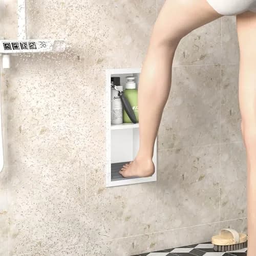 Bernkot Shower Niche, Wall Shower Stool Niche for Bathroom | Rustproof AISI 304 Steel, No Tile Needed (70-120 chars) thumbnail 9