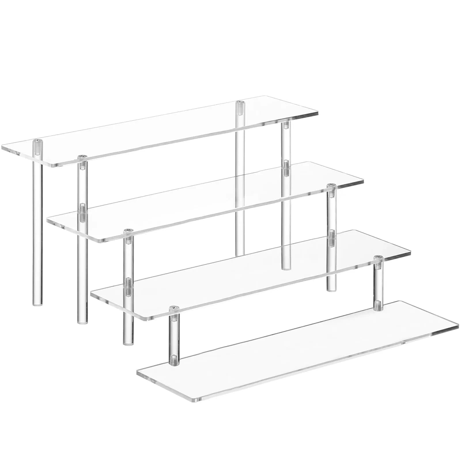 HENABLE 4 Tier Acrylic Perfume Organizer Stand, Clear Display Risers for Perfume, Cologne, Cosmetic, Skincare, Funko POP, Dessert Display, Cupcake Stand Holder — 4-Tier 11.6IN Clear
