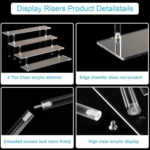HENABLE 4 Tier Acrylic Perfume Organizer Stand, Clear Display Risers for Perfume, Cologne, Cosmetic, Skincare, Funko POP, Dessert Display, Cupcake Stand Holder thumbnail 4