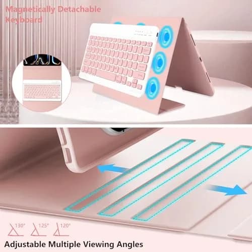 aMZCaSE iPad Pro 13-inch Case with Keyboard (M5/M4) 2025/2024, Detachable Bluetooth Keyboard Folio with Pencil Holder, Light Pink thumbnail 5
