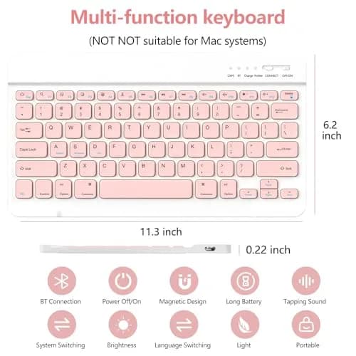 aMZCaSE iPad Pro 13-inch Case with Keyboard (M5/M4) 2025/2024, Detachable Bluetooth Keyboard Folio with Pencil Holder, Light Pink thumbnail 7