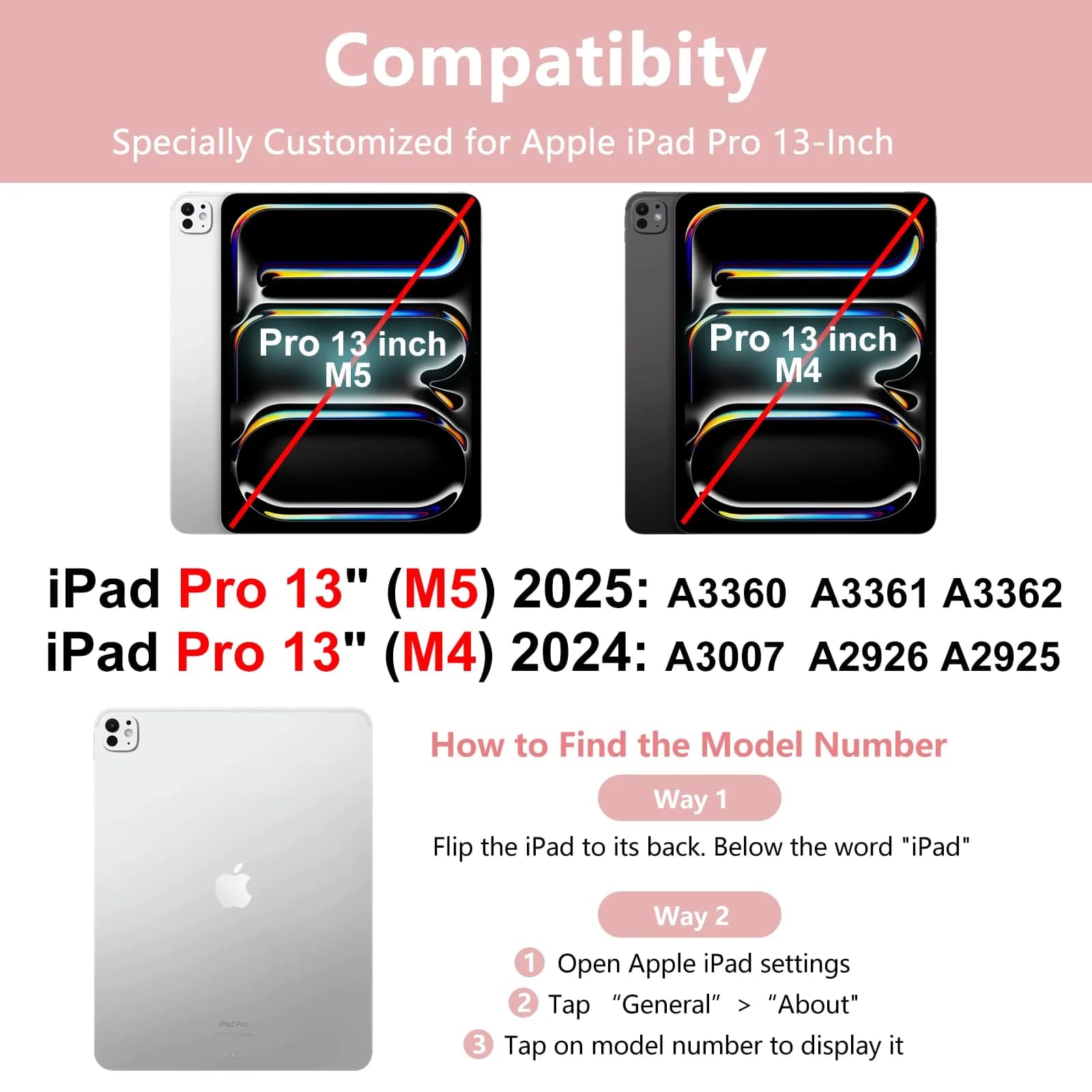 aMZCaSE iPad Pro 13-inch Case with Keyboard (M5/M4) 2025/2024, Detachable Bluetooth Keyboard Folio with Pencil Holder, Light Pink - view 2