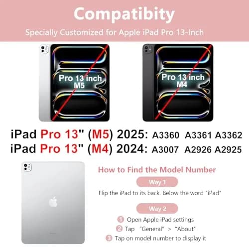 aMZCaSE iPad Pro 13-inch Case with Keyboard (M5/M4) 2025/2024, Detachable Bluetooth Keyboard Folio with Pencil Holder, Light Pink thumbnail 2