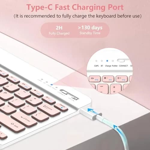 aMZCaSE iPad Pro 13-inch Case with Keyboard (M5/M4) 2025/2024, Detachable Bluetooth Keyboard Folio with Pencil Holder, Light Pink thumbnail 3