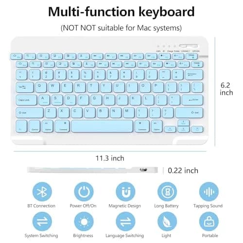 aMZCaSE for iPad Pro 13 inch Case with Keyboard (M5/M4) 2025/2024, Detachable Folio Stand Cover | Light Blue thumbnail 7