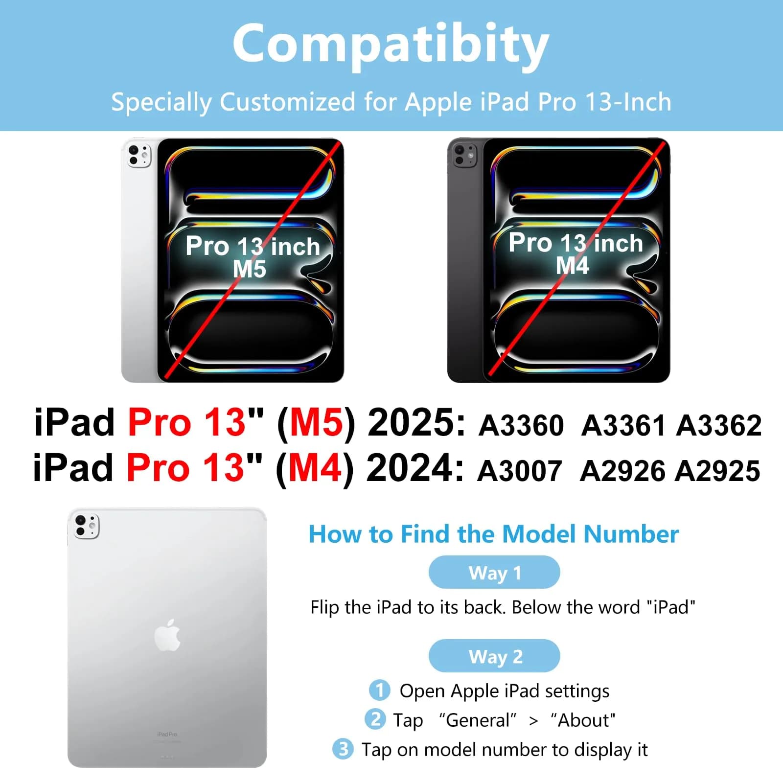 aMZCaSE for iPad Pro 13 inch Case with Keyboard (M5/M4) 2025/2024, Detachable Folio Stand Cover | Light Blue - view 2