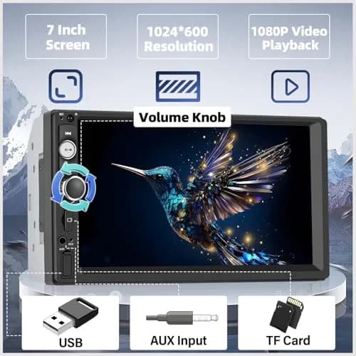 UNITOPSCI Double Din Car Stereo with Apple CarPlay & Android Auto, 7" HD Touchscreen | 2 Din Car Radio MP5 Player with Bluetooth, AUX/USB/TF Card, Mirror Link, FM, SWC + Backup Camera & Mic thumbnail 8