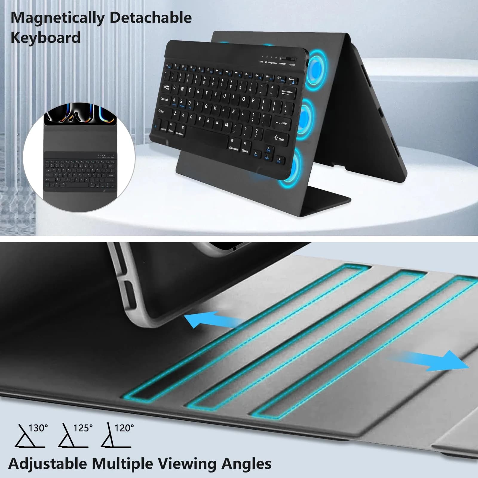 aMZCaSE Magnetic Keyboard Case for iPad Pro 13" (M5/M4) 2024-2025 | Detachable Folio with Pencil Holder - view 3