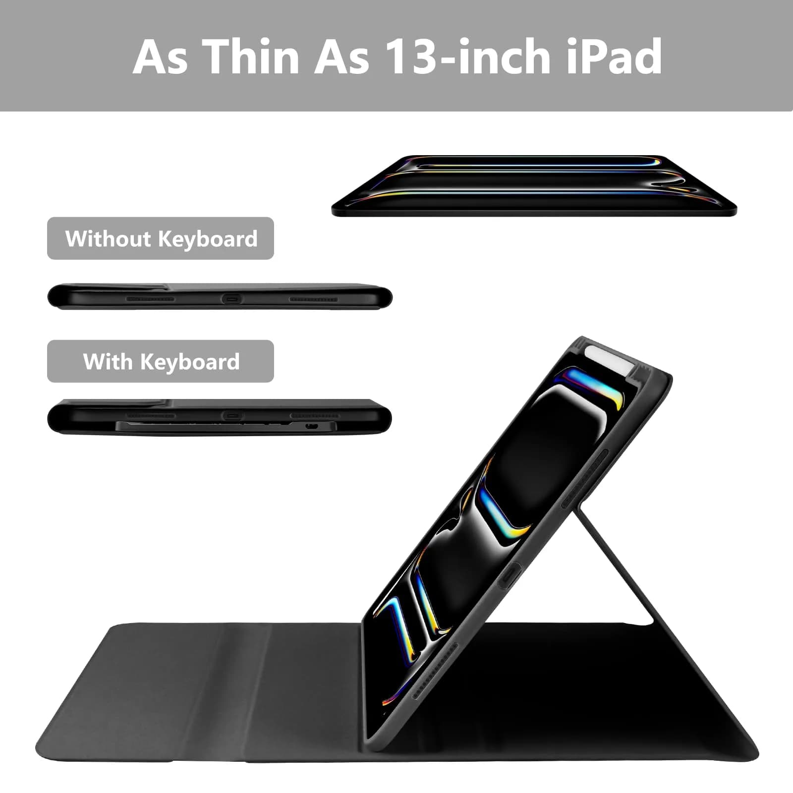 aMZCaSE Magnetic Keyboard Case for iPad Pro 13" (M5/M4) 2024-2025 | Detachable Folio with Pencil Holder - view 4