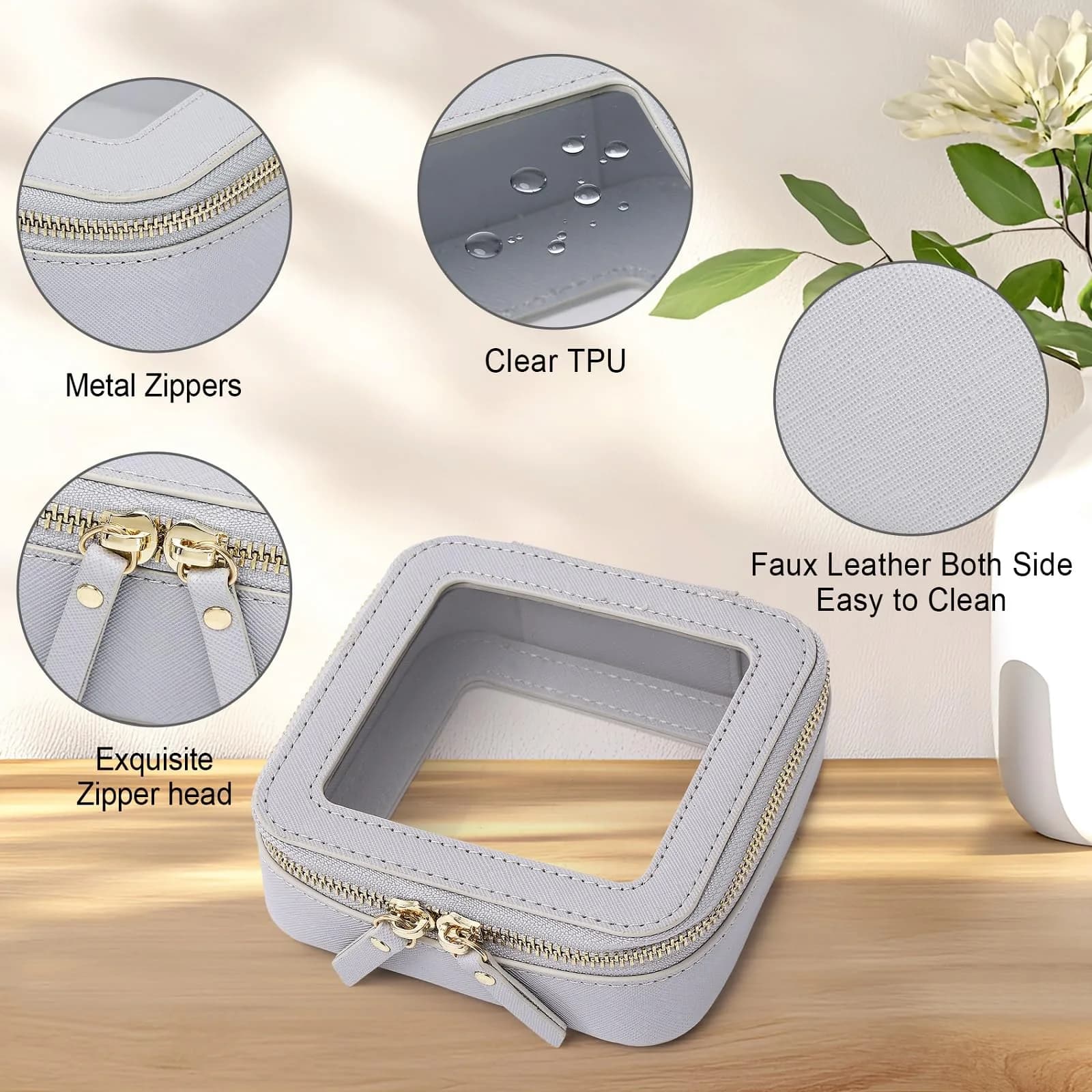 Pinkmik Clear Makeup Bag Set (M+MINI) — TSA Approved Travel Case with Zipper - view 5