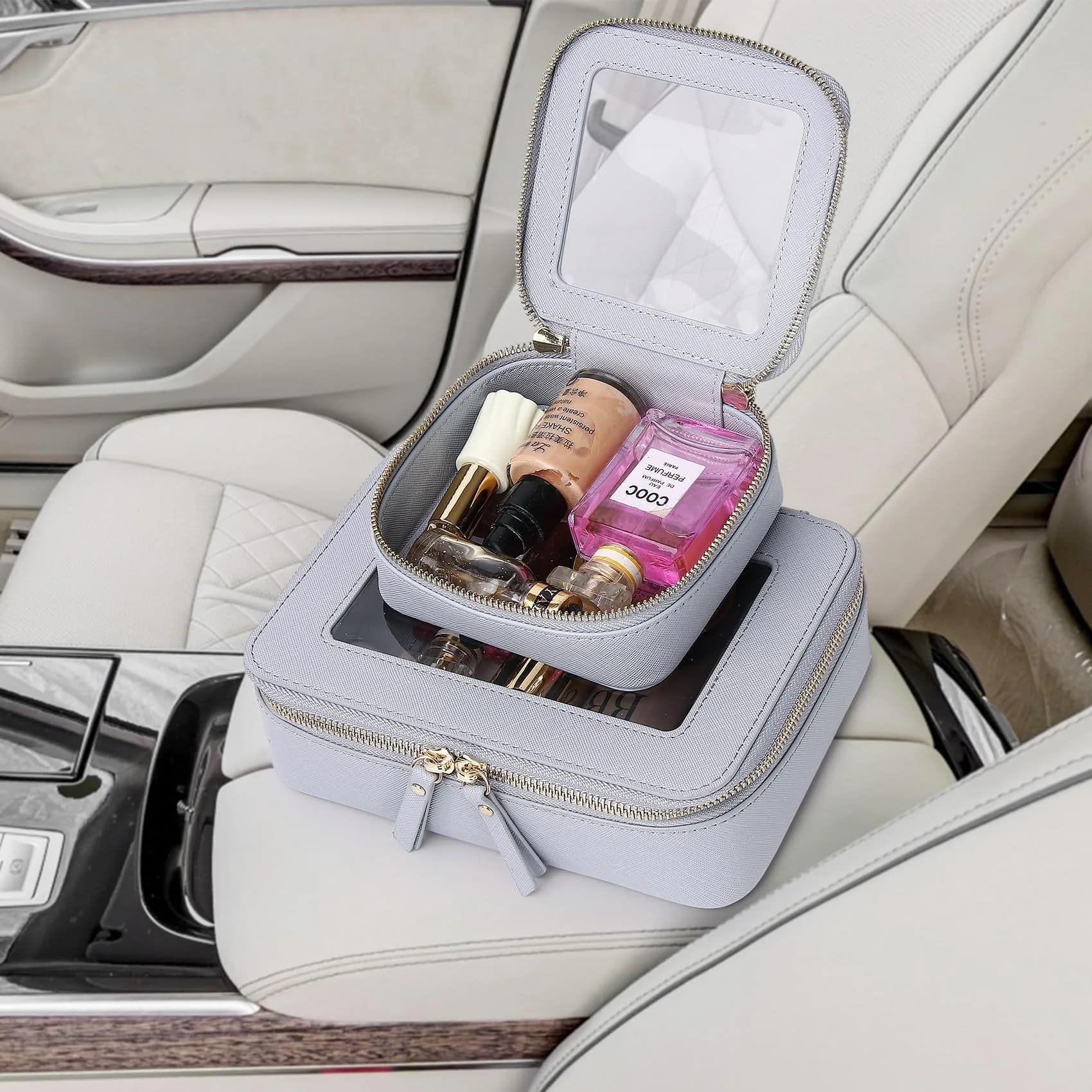 Pinkmik Clear Makeup Bag Set (M+MINI) — TSA Approved Travel Case with Zipper - view 6