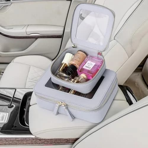 Pinkmik Clear Makeup Bag Set (M+MINI) — TSA Approved Travel Case with Zipper thumbnail 6