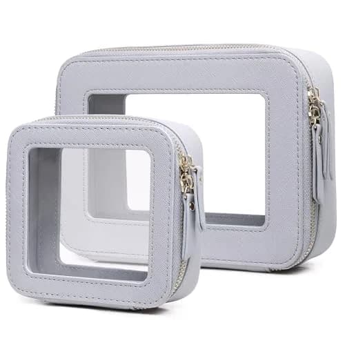 Pinkmik Clear Makeup Bag Set (M+MINI) — TSA Approved Travel Case with Zipper thumbnail 1