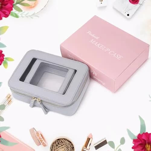 Pinkmik Clear Makeup Bag Set (M+MINI) — TSA Approved Travel Case with Zipper thumbnail 8