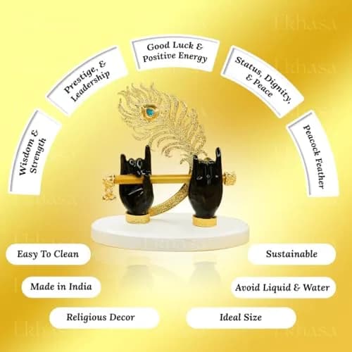 Ekhasa Lord Krishna Hands with Flute Idol | Krishna Flute Hand Statue | Krishnaji Divine Hand Idol with Flute, Peacock Feather | Krishna Statue for Car Dashboard, Living Room, Griha Pravesh Gift thumbnail 4