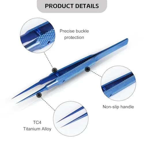 WEDOFIX Micro Precision Tweezers 10.8 cm (4.25'') Deep Blue | Fine Tip Anti-magnetic for Electronics & Jewelry thumbnail 4