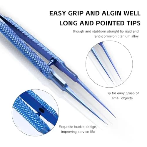 WEDOFIX Micro Precision Tweezers 10.8 cm (4.25'') Deep Blue | Fine Tip Anti-magnetic for Electronics & Jewelry thumbnail 2