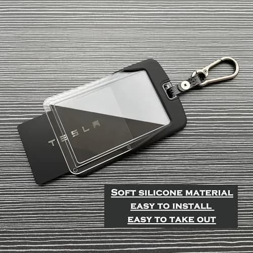 TANDRIVE Silicone Key Card Holder Case for Tesla Model 3/Y, Cybertruck, Rivian | Black & Red (2-Pack) thumbnail 4
