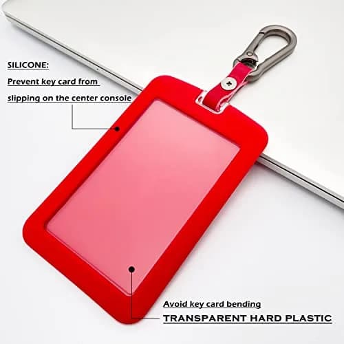 TANDRIVE Silicone Key Card Holder Case for Tesla Model 3/Y, Cybertruck, Rivian | Black & Red (2-Pack) thumbnail 5