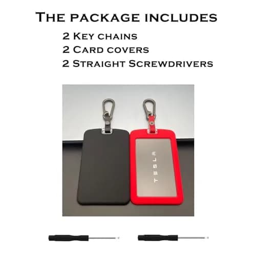 TANDRIVE Silicone Key Card Holder Case for Tesla Model 3/Y, Cybertruck, Rivian | Black & Red (2-Pack) thumbnail 6