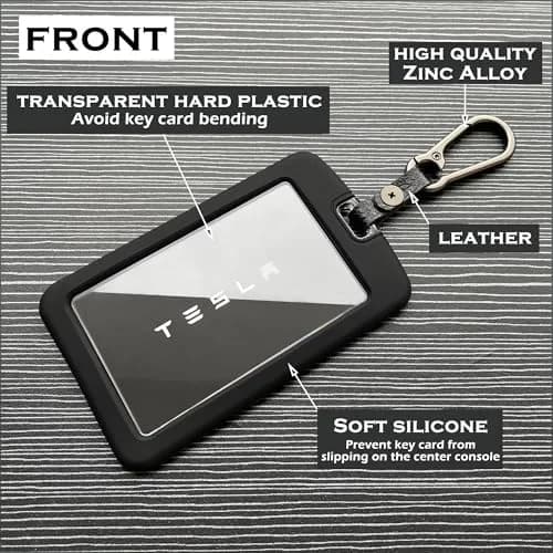 TANDRIVE Key Card Holder Case for Tesla Model 3/Y, Cybertruck, Rivian | 2-Pack Silicone Protector with Keychains thumbnail 2