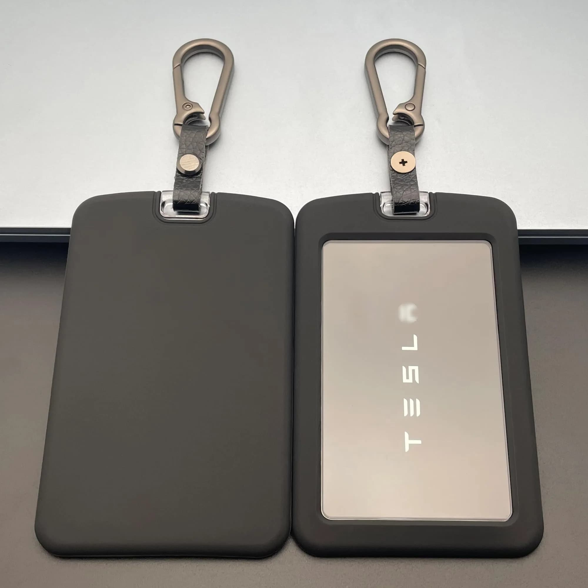 TANDRIVE Key Card Holder Case for Tesla Model 3/Y, Cybertruck, Rivian | 2-Pack Silicone Protector with Keychains - main product image