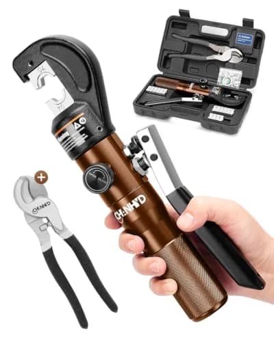 CHANHYD Hydraulic Wire Battery Cable Lug Terminal Crimper with 9 Dies for 12 AWG to 2/0 Electrical Terminal Cables | 8 US Ton Force thumbnail 1