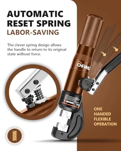 CHANHYD Hydraulic Wire Battery Cable Lug Terminal Crimper with 9 Dies for 12 AWG to 2/0 Electrical Terminal Cables | 8 US Ton Force thumbnail 3
