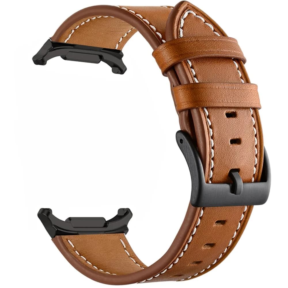 Olytop Black Leather Watch Band for Samsung Galaxy Watch 7/6/5/4 Series, 20mm | Classic Style — Brown / 47mm (Galaxy Watch Ultra 2/1)