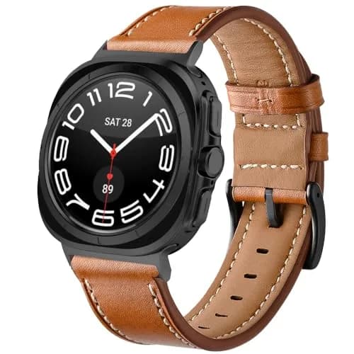 Olytop Leather Watch Band for Samsung Galaxy Watch Ultra 2/1 47mm | Fits 5.9"-8.1" Wrists thumbnail 2