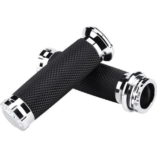 Onsnail 1 Inch Motorcycle Handlebar Grips with Cable Throttle, Silver | Fits Harley Davidson & More thumbnail 9