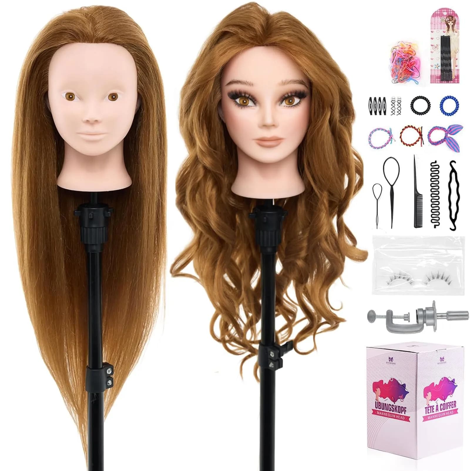 Neverland Beauty & Health 28" Mannequin Head with 80% Real Human Hair for Makeup Practice Head | Salon & Training Tool