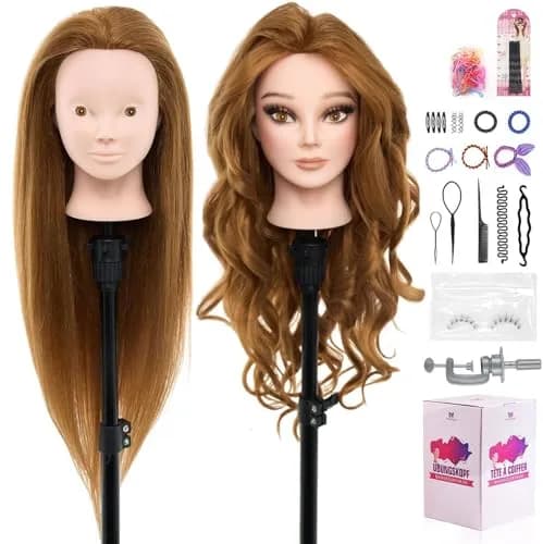Neverland Beauty & Health 28" Mannequin Head with 80% Real Human Hair for Makeup Practice Head | Salon & Training Tool thumbnail 1