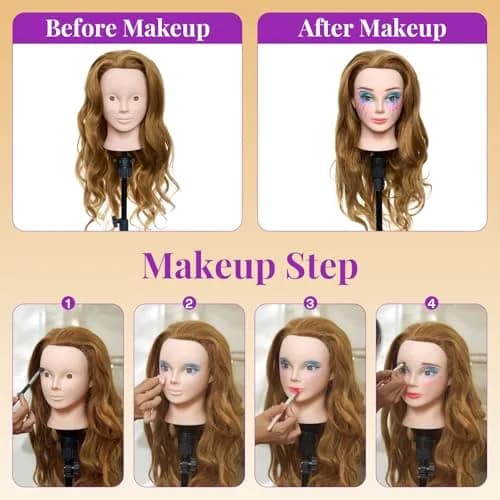 Neverland Beauty & Health 28" Mannequin Head with 80% Real Human Hair for Makeup Practice Head | Salon & Training Tool thumbnail 4