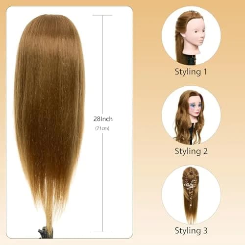 Neverland Beauty & Health 28" Mannequin Head with 80% Real Human Hair for Makeup Practice Head | Salon & Training Tool thumbnail 5